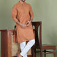 Chikankari Pure Cotton Kurta with Churidar ( JOKP 5158Brown )