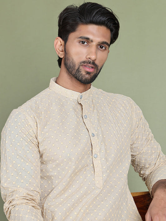 Chikankari Pure Cotton Kurtas ( ko 5158Cream ) [FF] [N-1]