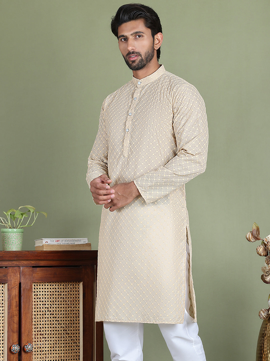 Chikankari Pure Cotton Kurtas ( ko 5158Cream ) [FF] [N-1]