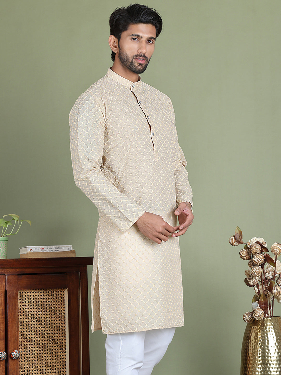 Chikankari Pure Cotton Kurtas ( ko 5158Cream ) [FF] [N-1]