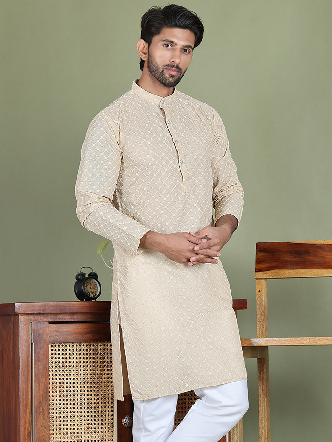 Chikankari Pure Cotton Kurtas ( ko 5158Cream ) [FF] [N-1]