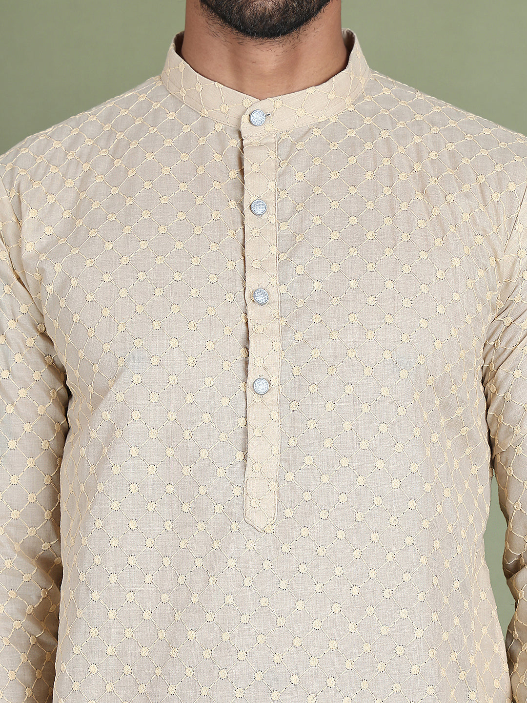 Chikankari Pure Cotton Kurta with Churidar ( JOKP 5158Cream ) [FF] [N-1]