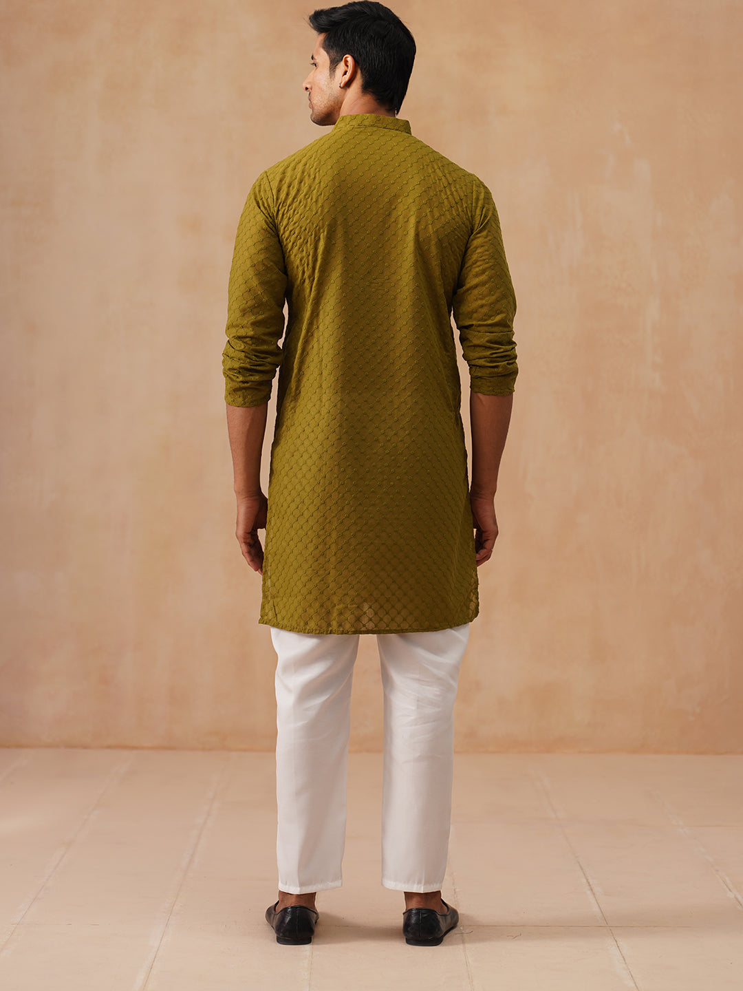 Chikankari Pure Cotton Kurta with Churidar ( JOKP P 5158 P 5158Olive ) [FF] [N-1]