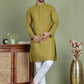 Chikankari Pure Cotton Kurta with Churidar ( JOKP 5158Olive )