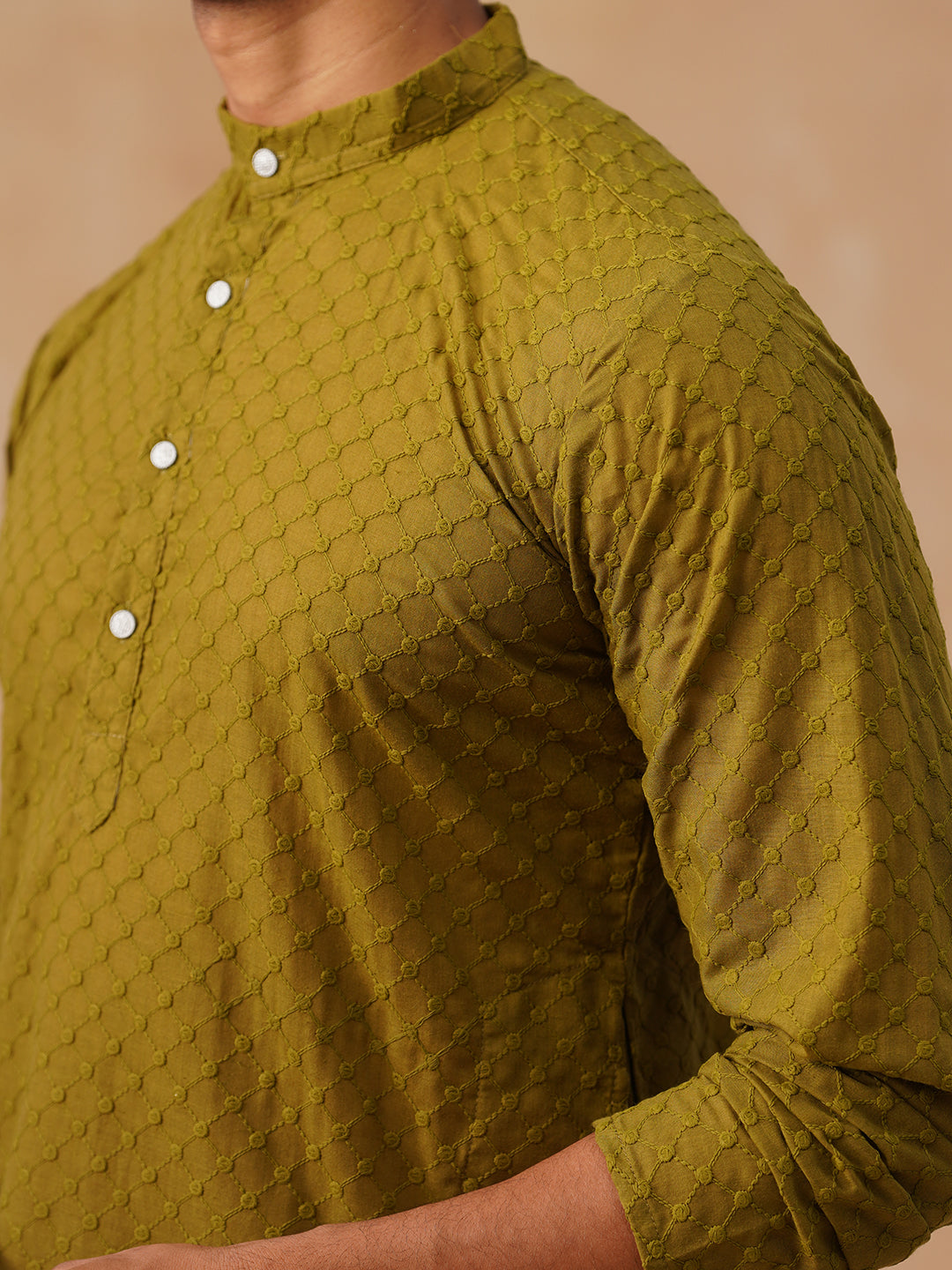 Chikankari Pure Cotton Kurta with Churidar ( JOKP P 5158 P 5158Olive ) [FF] [N-1]