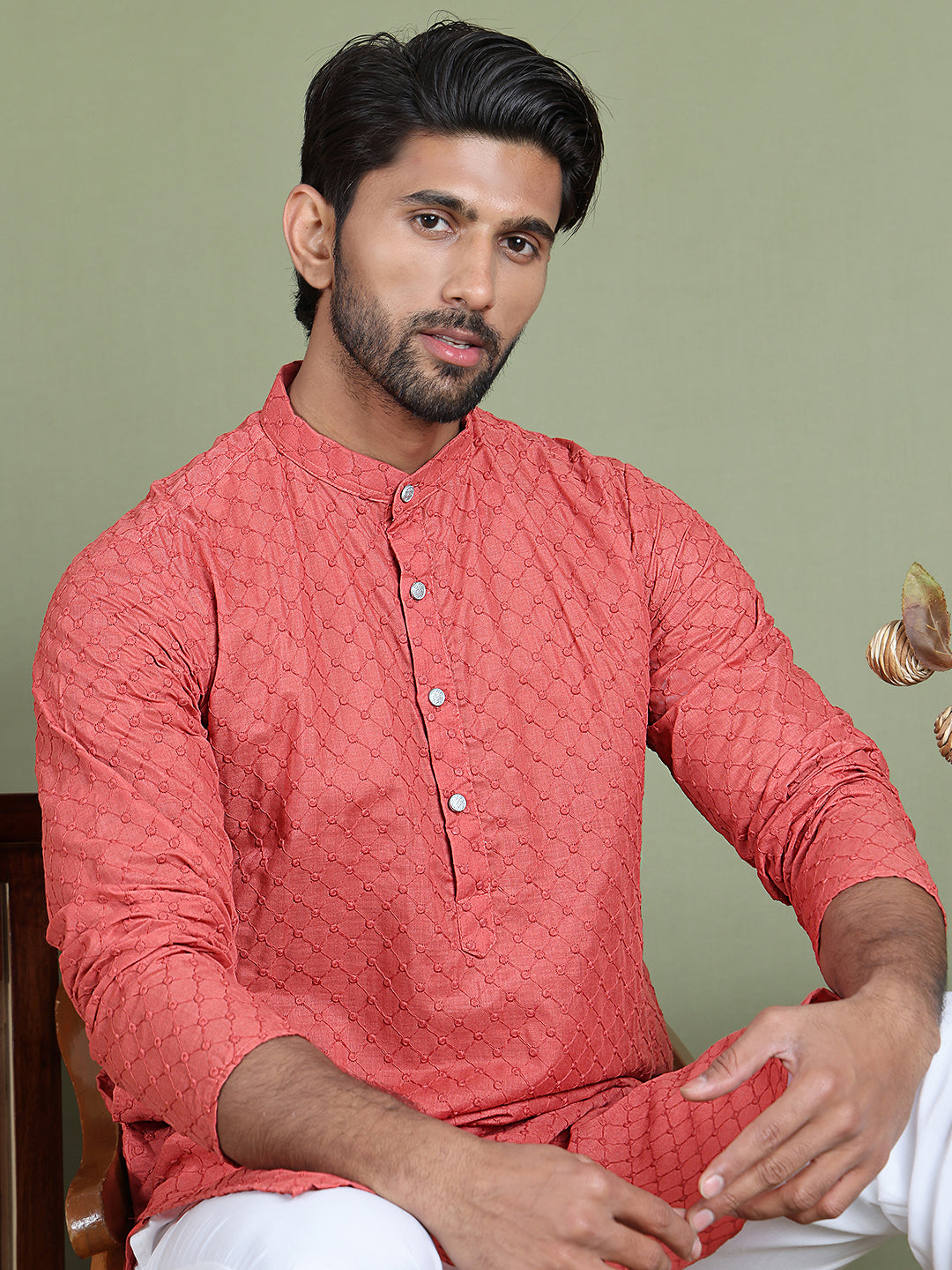 Chikankari Pure Cotton Kurta with Churidar ( JOKP 5158Peach ) [FF] [N-1]