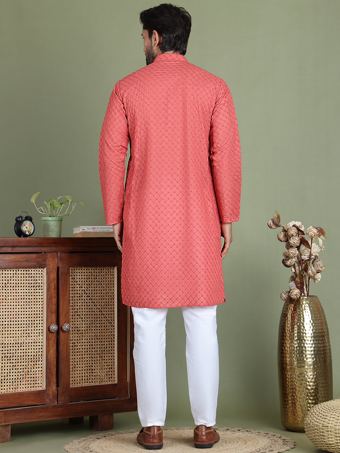 Chikankari Pure Cotton Kurta with Churidar ( JOKP 5158Peach ) [FF] [N-1]
