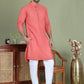 Chikankari Pure Cotton Kurta with Churidar ( JOKP 5158Peach ) [FF] [N-1]
