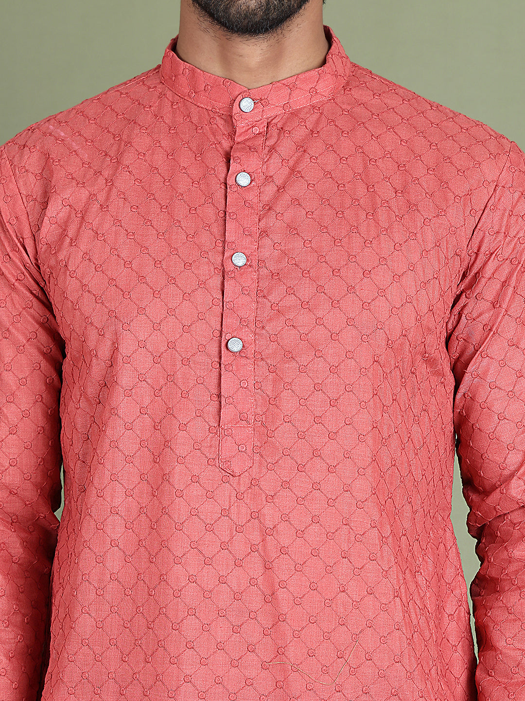 Chikankari Pure Cotton Kurta with Churidar ( JOKP 5158Peach ) [FF] [N-1]