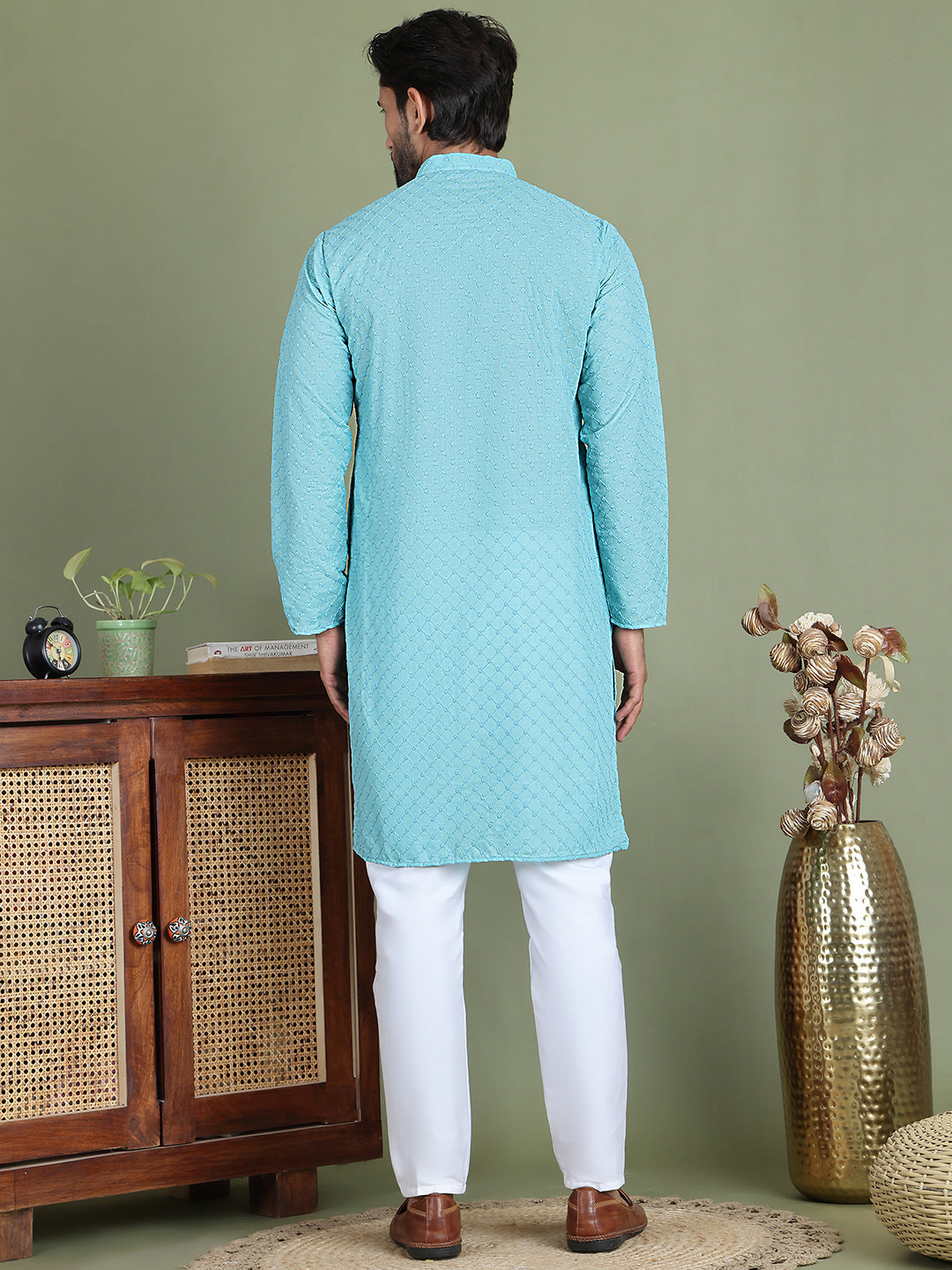 Chikankari Pure Cotton Kurta with Churidar ( JOKP 5158Sky )