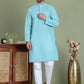 Chikankari Pure Cotton Kurta with Churidar ( JOKP 5158Sky )
