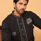 Men's Sequins Embroidered Kurta With Pyjama ( JOKP P 5159 Black )