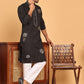 Men's Sequins Embroidered Kurta With Pyjama ( JOKP P 5159 Black )