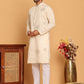 Men's Sequins Embroidered Kurta With Pyjama ( JOKP P 5159 Cream )
