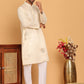 Men's Sequins Embroidered Kurta With Pyjama ( JOKP P 5159 Cream )
