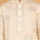 Men's Sequins Embroidered Kurta With Pyjama ( JOKP P 5159 Cream )