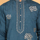 Men's Sequins Embroidered Kurta With Pyjama ( JOKP P 5159 Peacock )