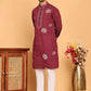 Men's Sequins Embroidered Kurta With Pyjama ( JOKP P 5159 Wine )