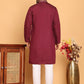 Men's Sequins Embroidered Kurta With Pyjama ( JOKP P 5159 Wine )