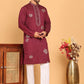 Men's Sequins Embroidered Kurta With Pyjama ( JOKP P 5159 Wine )