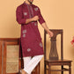 Men's Sequins Embroidered Kurta With Pyjama ( JOKP P 5159 Wine )