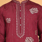 Men's Sequins Embroidered Kurta With Pyjama ( JOKP P 5159 Wine )