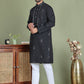 Men's Embroidered and Sequence Work Kurta Pyjama Set ( JOKP 5160Black )