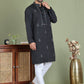 Men's Embroidered and Sequence Work Kurta Pyjama Set ( JOKP 5160Black )