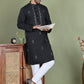 Men's Embroidered and Sequence Work Kurta Pyjama Set ( JOKP 5160Black )