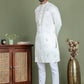 Men's Embroidered and Sequence Work Kurta Pyjama Set ( JOKP 5160White )