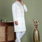 Men's Embroidered and Sequence Work Kurta Pyjama Set ( JOKP 5160White )