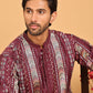 Embroidered and Sequins Kurta Pyjama Set for Men ( JOKP P 5161 Maroon )