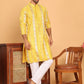 Embroidered and Sequins Kurta Pyjama Set for Men ( JOKP P 5161 Yellow )
