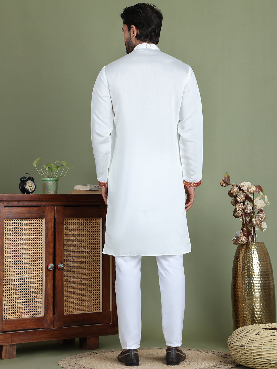Embroidered and Sequins Kurta Set ( JOKP 5162White )
