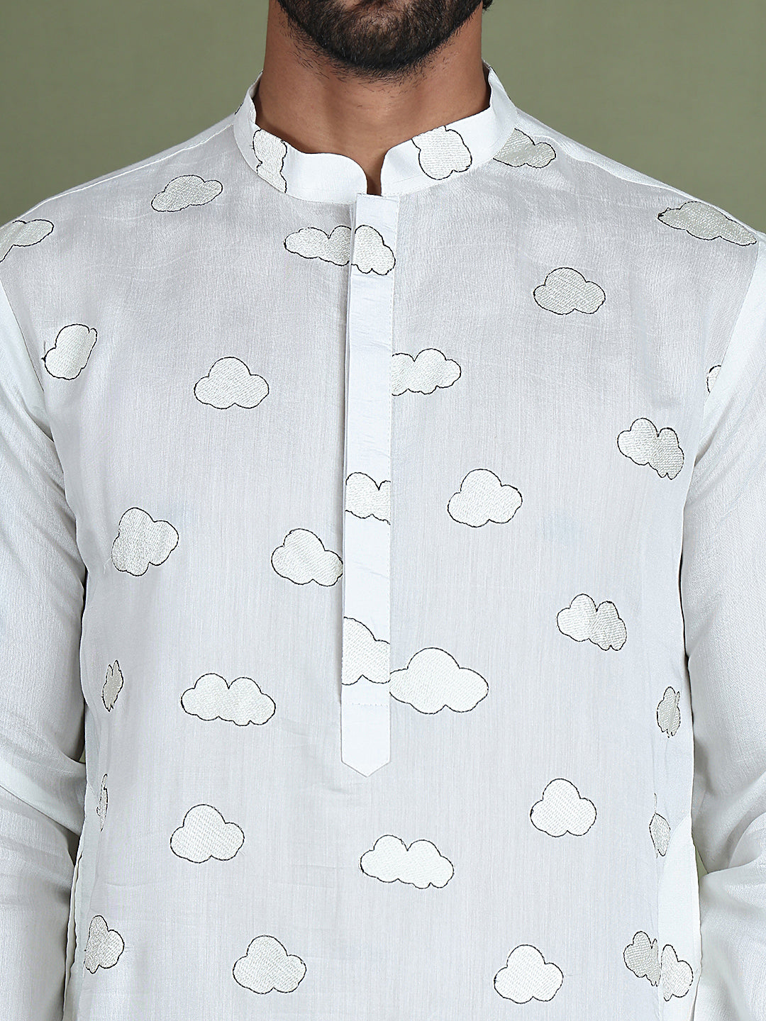 Embroidered and Sequins Kurta Set ( JOKP 5162White )