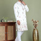 Floral Embroidered and Sequins Kurta Set ( JOKP 5163White )