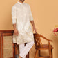 Embroidered and Sequins Silk Blend Kurta Pyjama Set ( JOKP P 5169 White )
