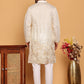 Embroidered and Sequins Silk Blend Kurta Pyjama Set ( JOKP P 5169 White )