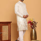 Embroidered and Sequins Silk Blend Kurta Pyjama Set ( JOKP P 5169 White )