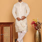 Embroidered and Sequins Silk Blend Kurta Pyjama Set ( JOKP P 5169 White )