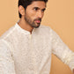 Embroidered and Sequins Silk Blend Kurta Pyjama Set ( JOKP P 5169 White )