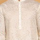 Embroidered and Sequins Silk Blend Kurta Pyjama Set ( JOKP P 5169 White )