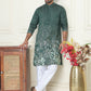 Embroidered and Sequins Silk Blend Kurta Pyjama Set ( JOKP P 5169 Olive )