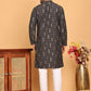 Foil Printed Straight Kurta Pyjama Set For Men ( JOKP P 5170 Black )