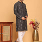 Foil Printed Straight Kurta Pyjama Set For Men ( JOKP P 5170 Black )