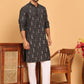 Foil Printed Straight Kurta Pyjama Set For Men ( JOKP P 5170 Black )