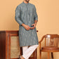 Foil Printed Straight Kurta Pyjama Set For Men ( JOKP P 5170 Grey )