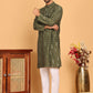 Foil Printed Straight Kurta Pyjama Set For Men ( JOKP P 5170 Olive ) [FF] [I-1-4]