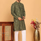 Foil Printed Straight Kurta Pyjama Set For Men ( JOKP P 5170 Olive ) [FF] [I-1-4]