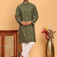 Foil Printed Straight Kurta Pyjama Set For Men ( JOKP P 5170 Olive ) [FF] [I-1-4]